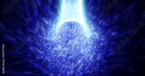 Abstract blurred blue glowing energy tunnel background