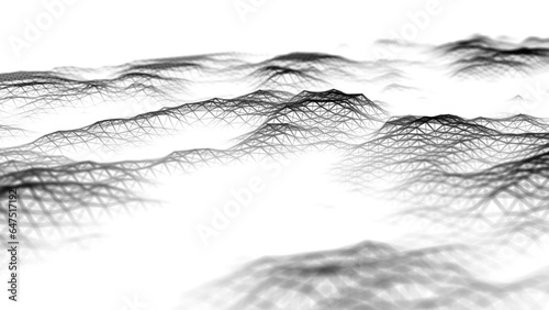 Abstract white landscape texture. Futuristic retro mountains background. Big data visualization. For website and banner design. 3D rendering.