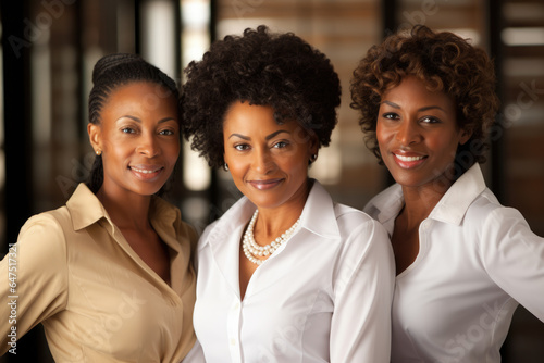 Three women standing side by side. Suitable for depicting friendship, teamwork, or diversity. Can be used in advertising, social media, or blog posts.