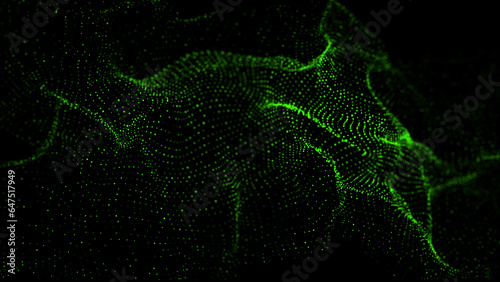 Abstract green dots or star dust backdrop. Space or galaxy texture background. Global digital technology. Big data visualization. 3D rendering.