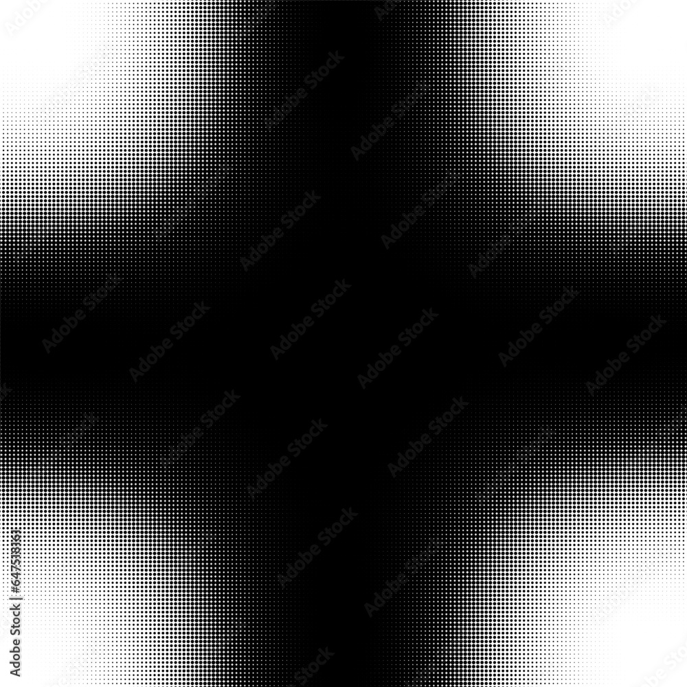Geometric black and white halftone background. Curved gradient pattern. Visualization of big data. Broken screen virus. Vector illustration.