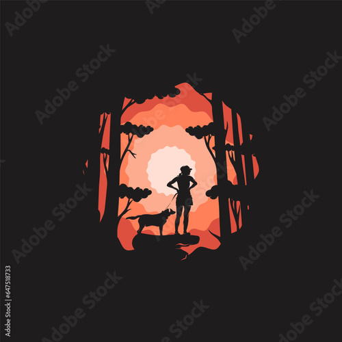 Adventure girl mountain logo design
