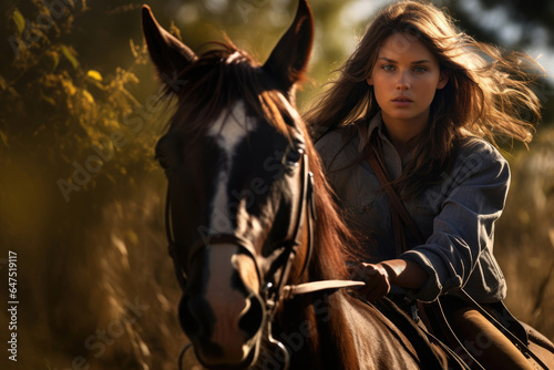 Young woman riding a horse © Veniamin Kraskov