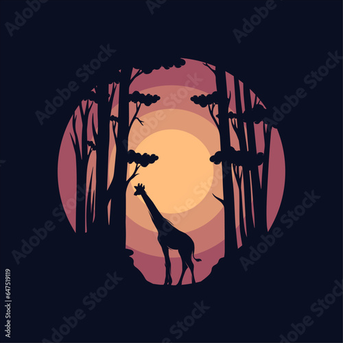 Wild giraffe Vector Logo Illustration