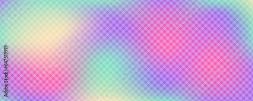 Abstract gingham gradient background. Holographic vector texture. Rainbow ombre stripes. Iridescent elegant illustration.