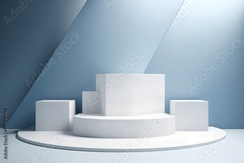 3d display product with geometric podium platform. Stage showcase on pedestal 3d beige studio. Abstract background. Product presentation  mock up  show cosmetic product  Podium  stage pedestal