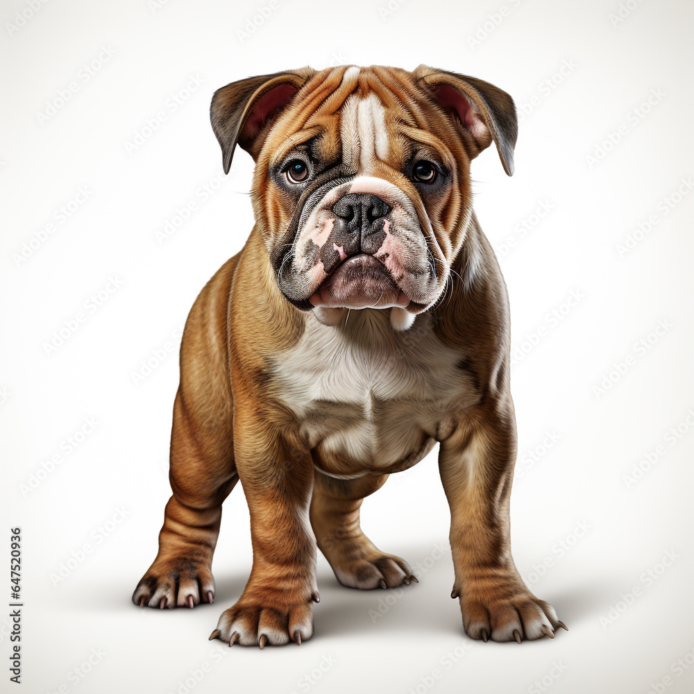cute brown budog dog on a white background