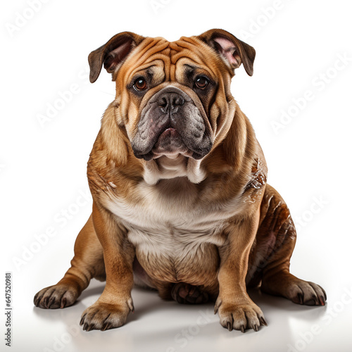 cute brown budog dog on a white background © avivmuzi