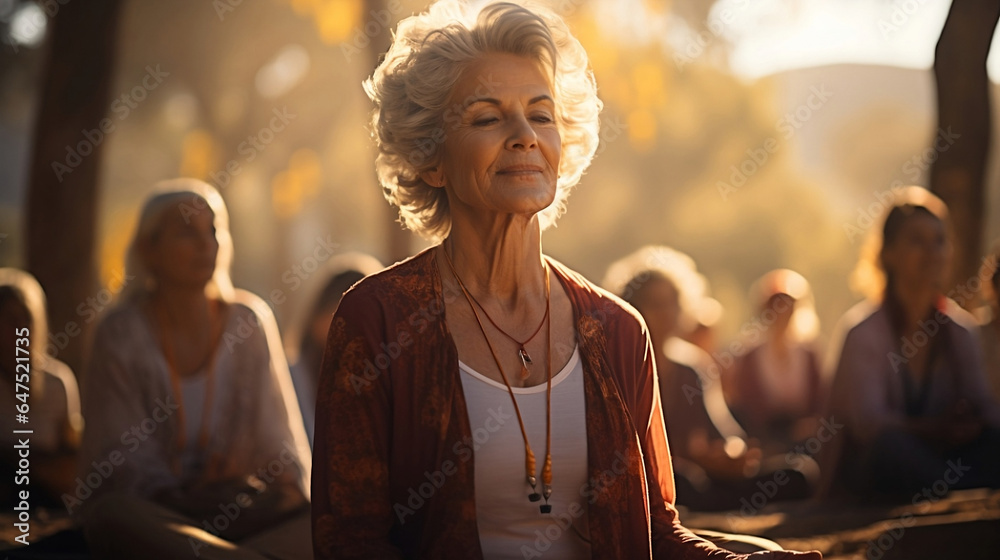 Fototapeta premium elderly people meditating