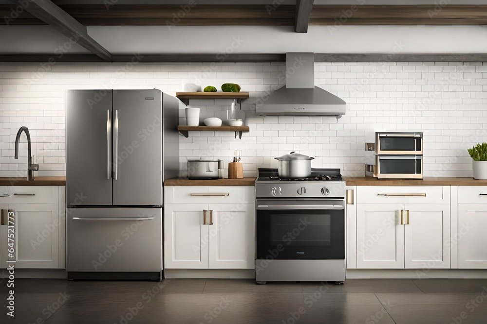 Fototapeta premium Kitchen appliance lineup mockup. 
