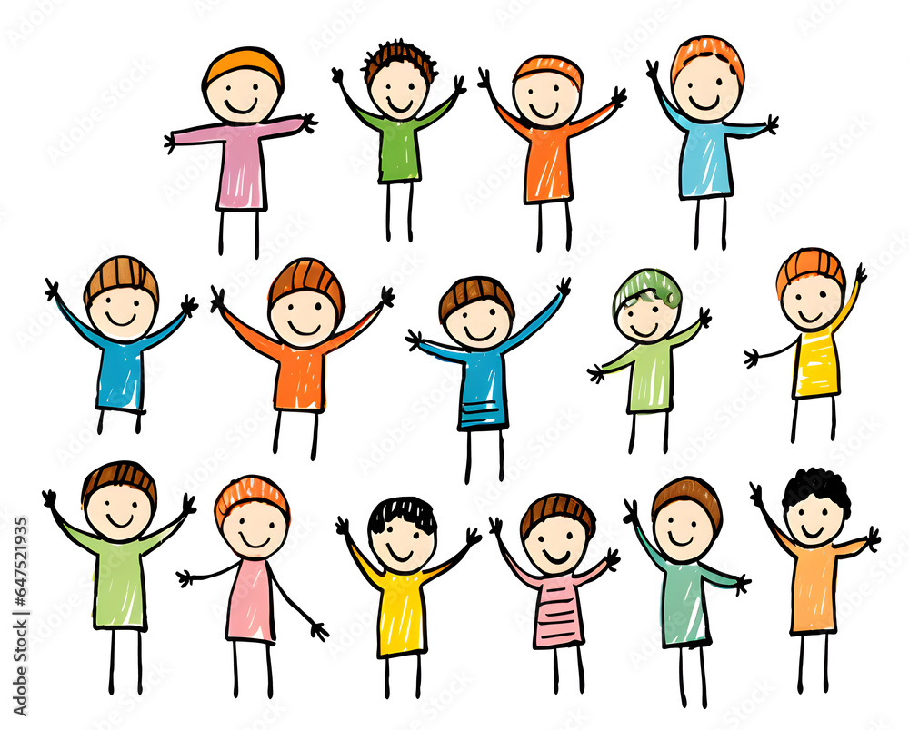 set of cute young people in simple, basic, minimalistic style, stick figure on isolated background, png, generated ai set of cute young people in simple, basic, minimalistic style, stick figure on isolated background, png, generated ai