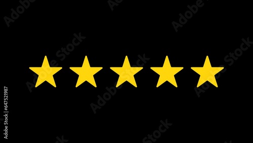 Five star rating review animation. Customer feedback 5 star rating photo