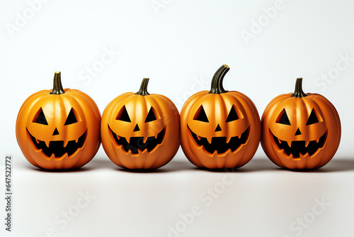 four halloween pumpkins, AI generated