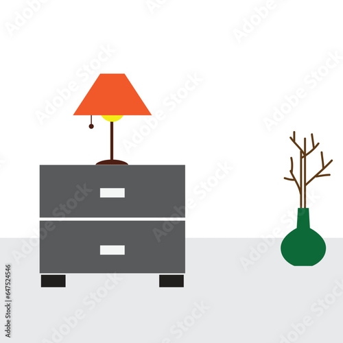 Room at home vector art and illustration. Flat design of room with interiors in home concept art