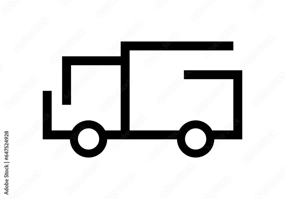 Black line truck shipping icon flat vector design Black line truck shipping icon flat vector design