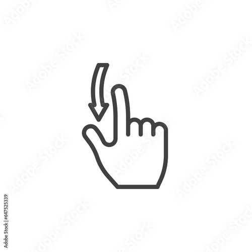 Swiping Down gesture line icon