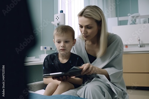 Doctor attending a boy at the hospital