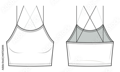 Obraz na plátne sexy strappy crop top flat technical fashion illustration