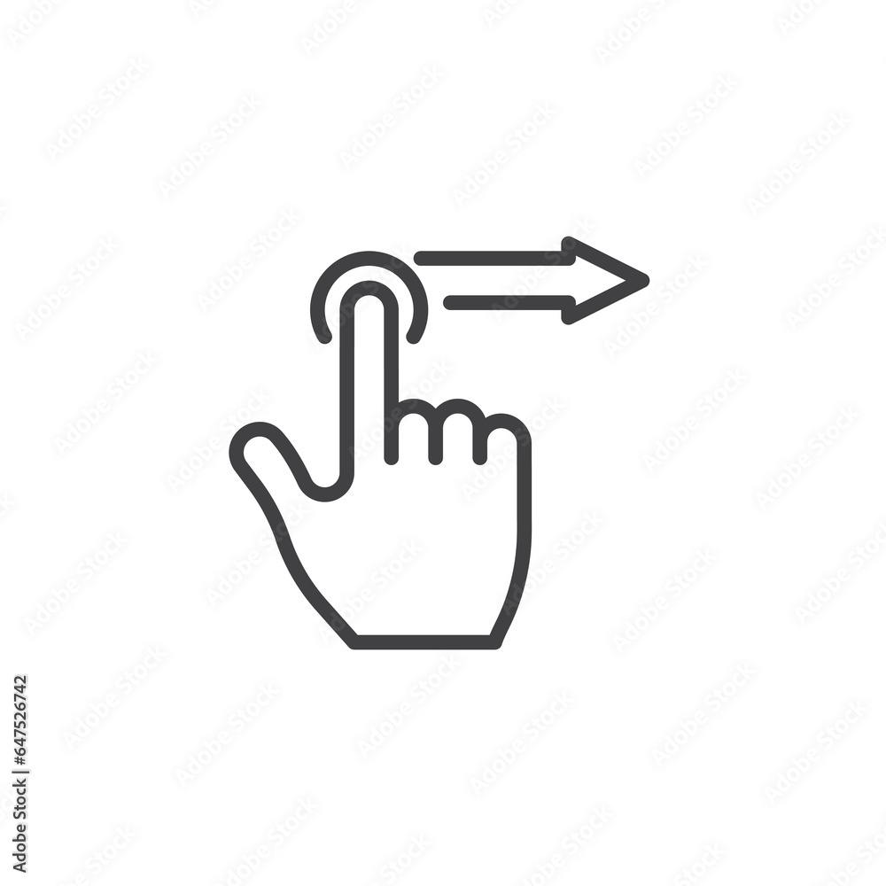 Long swipe right gesture line icon Long swipe right gesture line icon