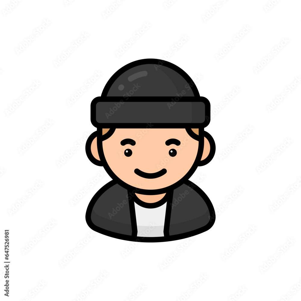 Man Cartoon Vector Icon Illustration. People Icon Concept Isolated Premium Vector. Flat Cartoon Style