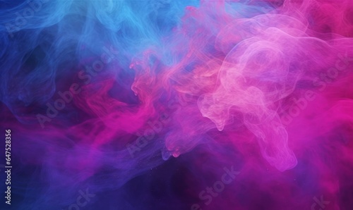 Glitter mist. Color vapor texture. Ink water mix. Fantasy sky. Neon pink blue shiny sparkling particles smoke floating on dark abstract art background  Generative AI