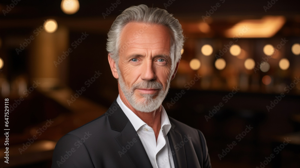 Smiling senior man posing inside a room looking at the camera Smiling senior man posing inside a room looking at the camera
