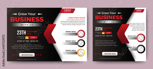 Business Conference live webinar banner invitation and social media post template. Business webinar invitation design. Vector	