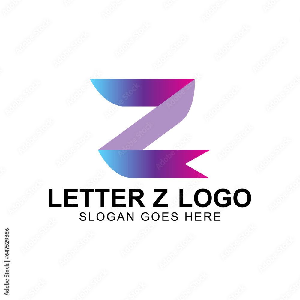 Design Of An Iconic Logo With pink color Gradient Alphabet Letter 'Z' Blue And Pink Vector