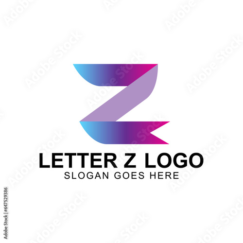 Design Of An Iconic Logo With pink color Gradient Alphabet Letter  Z  Blue And Pink Vector