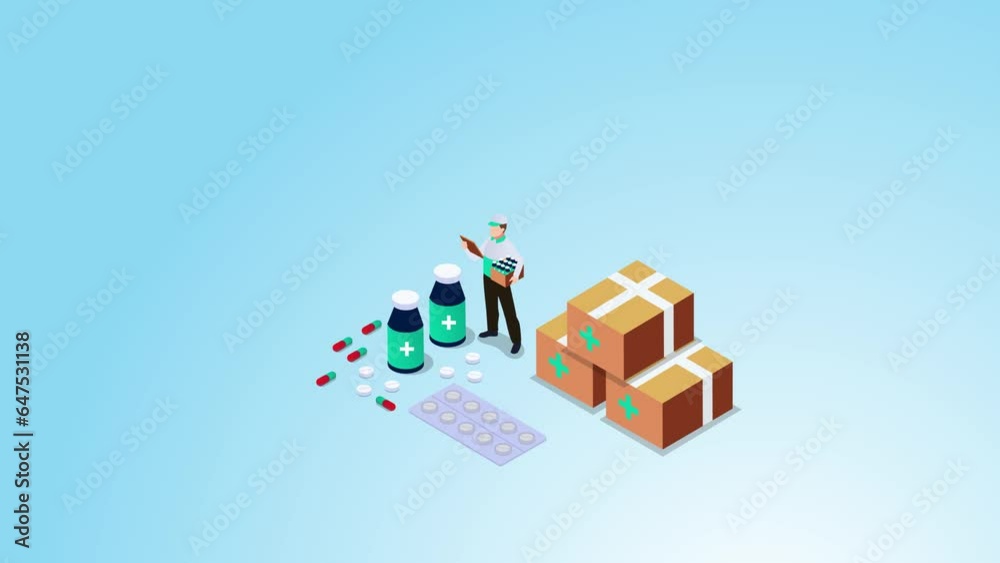 Medicine delivery service 3d isometric Medicine delivery service 3d isometric