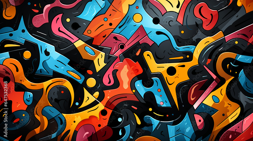 Abstract illustration, colored waves and fancy images, wallpaper, poster, art