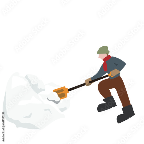 雪かき　男性　一人