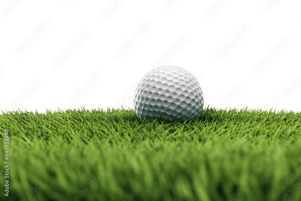 Golf Ball On Lush Green Lawn Against Empty Backdrop - Generative AI Golf Ball On Lush Green Lawn Against Empty Backdrop - Generative AI