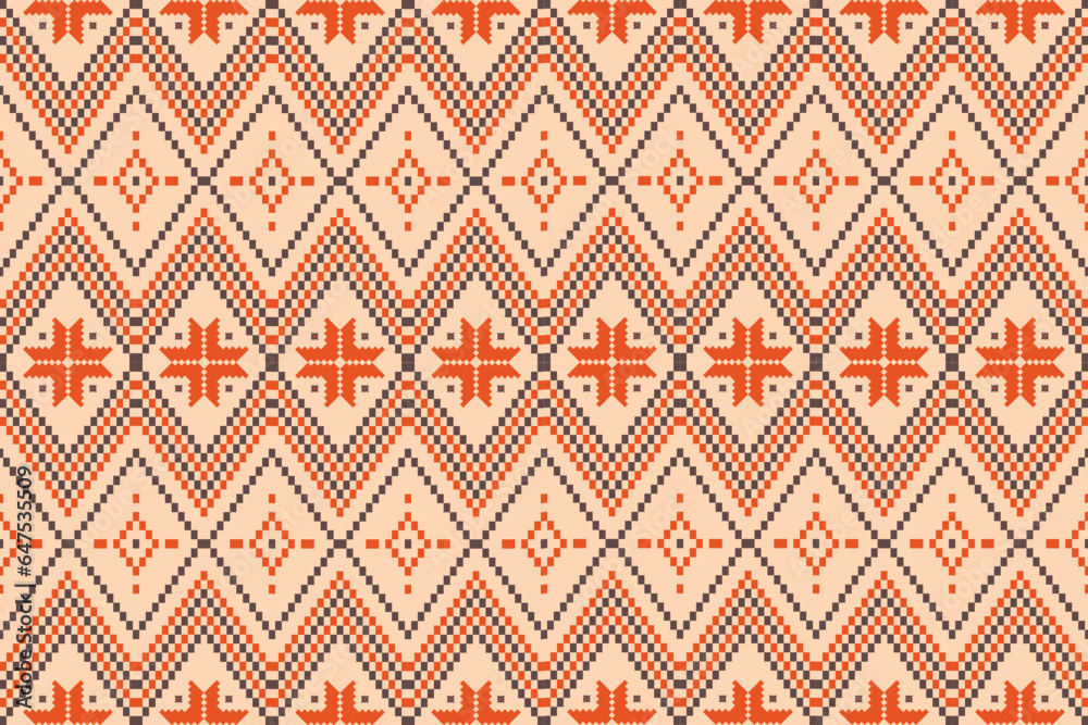 Ethnic abstract ikat.Seamless pattern in tribal.Aztec geometric pattern for vibrant color.Colorful geometric embroidery for textiles,fabric,clothing,background,batik,knitwear,fashion