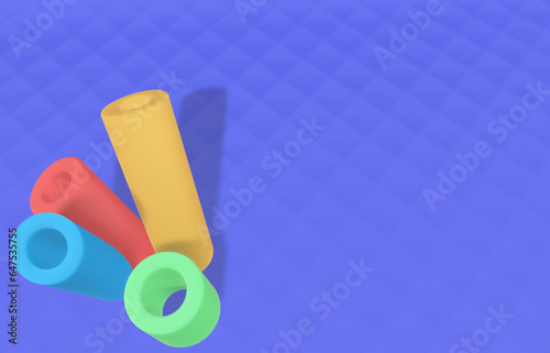 3D blue background with pastel objects