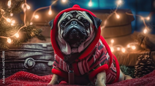 Festive dog holiday attire Christmas, Background Image, HD