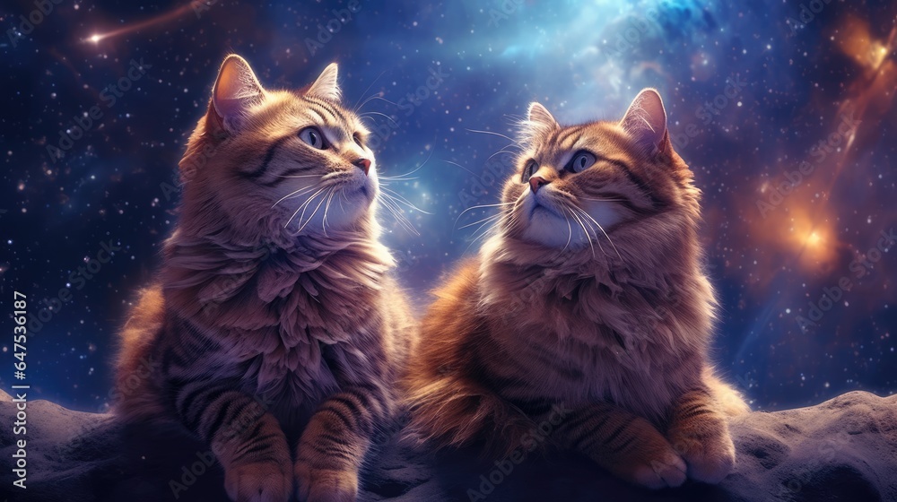 Galactic Cats space adventure Halloween, Background Image, HD