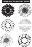 Sunflower SVG Set, Floral, Bundle, T-shirt, Vinyl, Vector, Graphic, Cricut, Silhouette, Digital