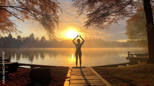 Thanksgiving morning yoga outdoor session sunrise , Background Image, HD © ACE STEEL D