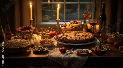 Thanksgiving Table Delicious Pies Grateful Friends , Background Image, HD