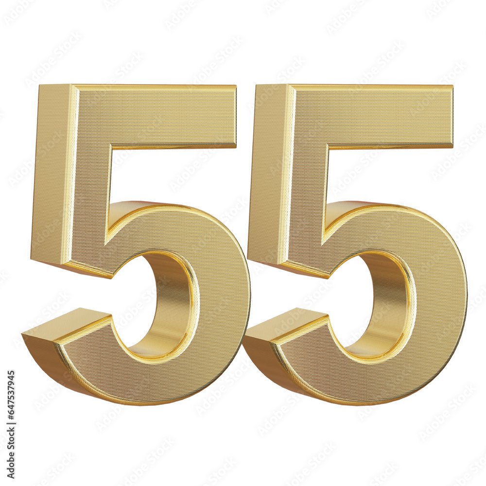 Gold number 55 - 3d number