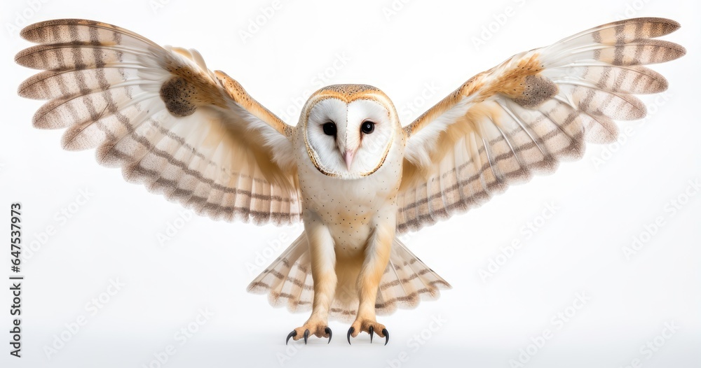 Fototapeta premium The Majestic World of Owl Understanding the Predator with Soft Feathers and Piercing Eyes in its Isolated Natural Habitat