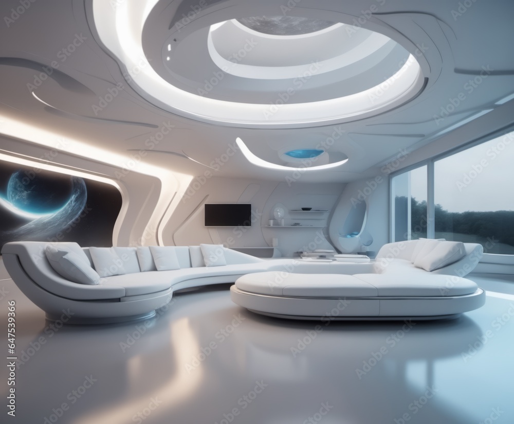 a futuristic home with beautiful interior design