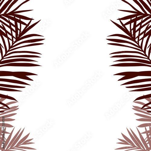 side border frame with silhouette of palm tree leaf illustration