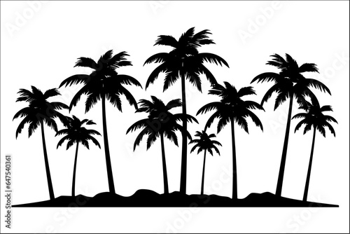 Palm Trees Silhouette black color  isolated on white vector illustration