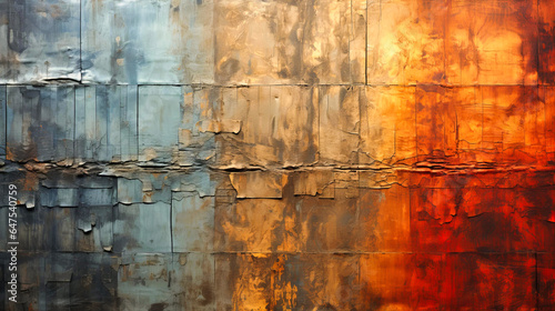 Rusted metal sheets softened by overlaying linen