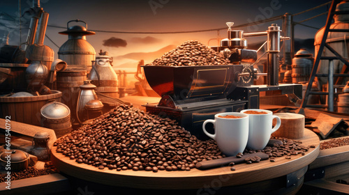 a passionate brushstroke journey through the world of coffee: from bean to cup, capturing the essence, aroma, and allure of every sip. Ai Generated