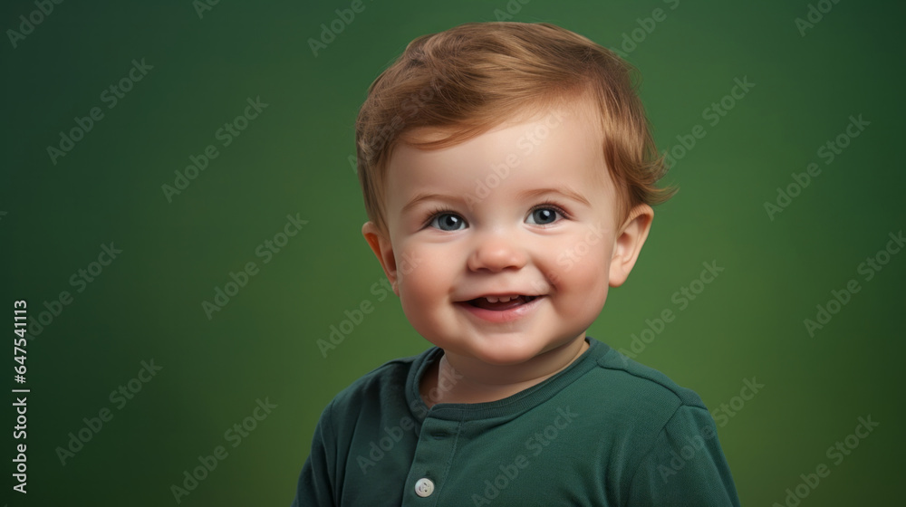 Portrait of a toddler posing against a green background. happy smiling boy Portrait of a toddler posing against a green background. happy smiling boy