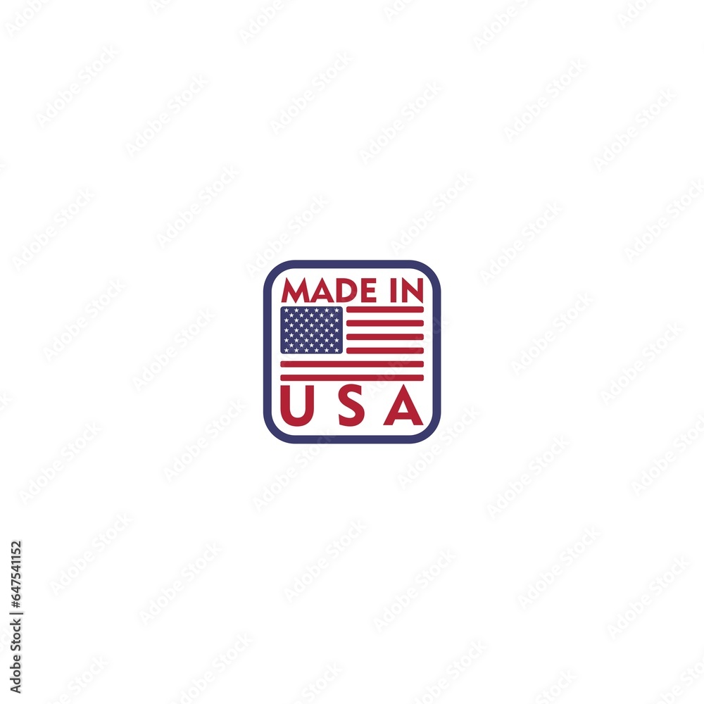 Made in USA label icon with american flag isolated on white background Made in USA label icon with american flag isolated on white background