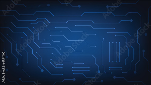 Hi tech digital circuit board. AI pad and electrical lines connected on blue lighting background. futuristic technology design element concept
